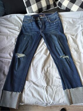 Joe's Jeans Dark Blue Distressed Cropped Ankle Jeans